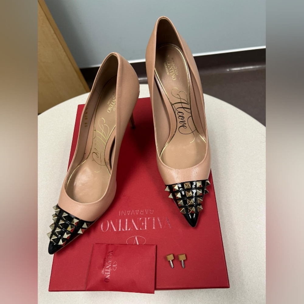 Valentino Women's Nude and Black Studded Heels